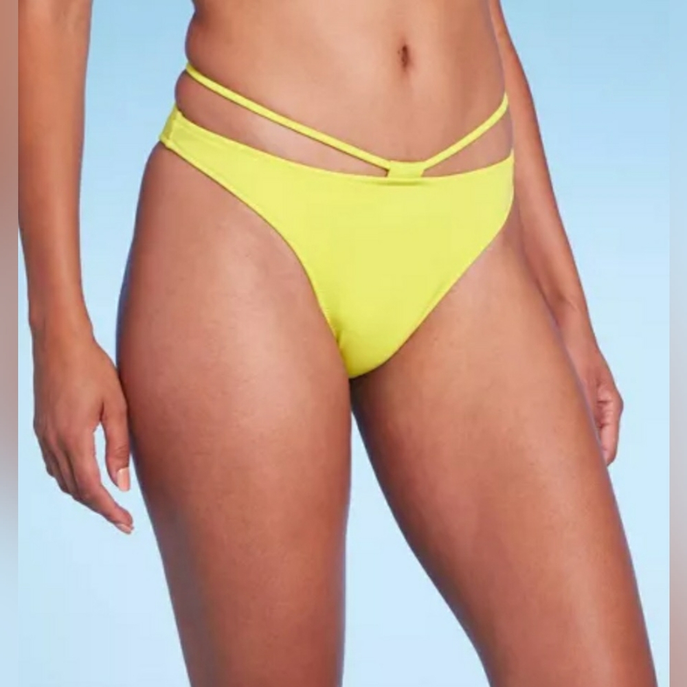 Shade & Shore Neon Yellow Double-Strap Bikini Bottom